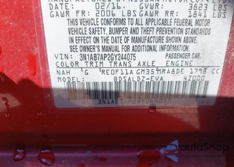 2016 Nissan Sentra Sv from USA, damaged, VIN 3N1AB7AP2GY244075